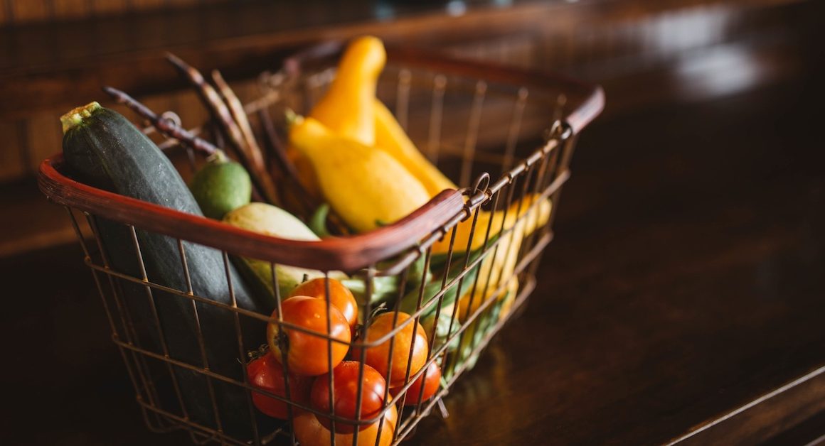 Basket of fresh food, vegetables